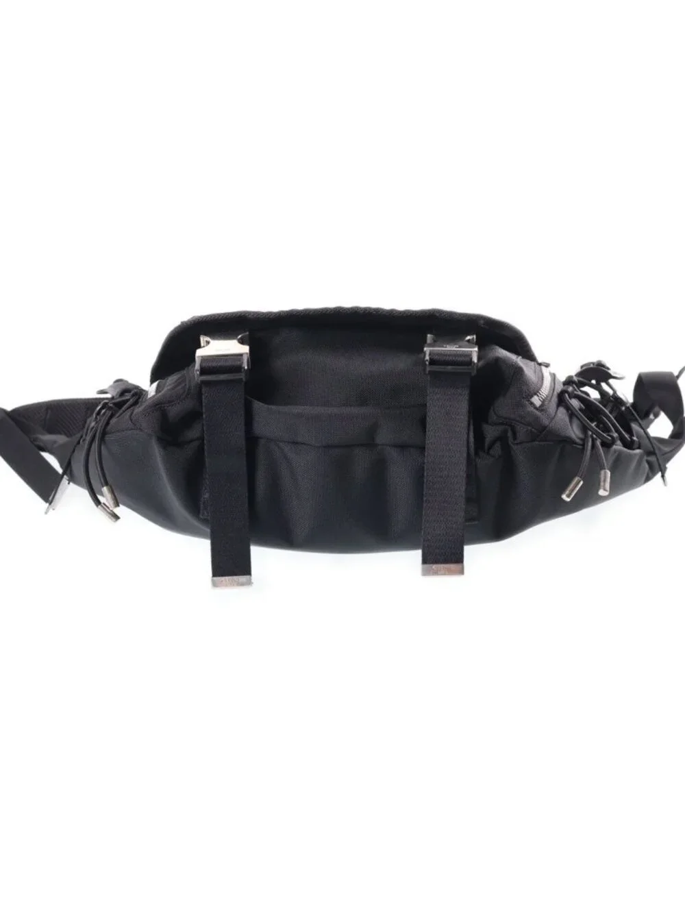 Celine Logo Trekking Messenger Bag Black Canvas Silver